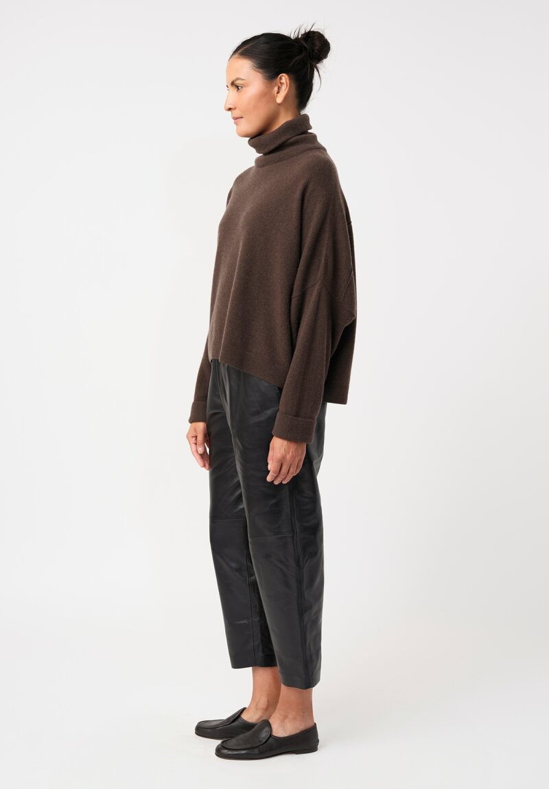 Dusan Lambskin Leather Carrot Pants in Black