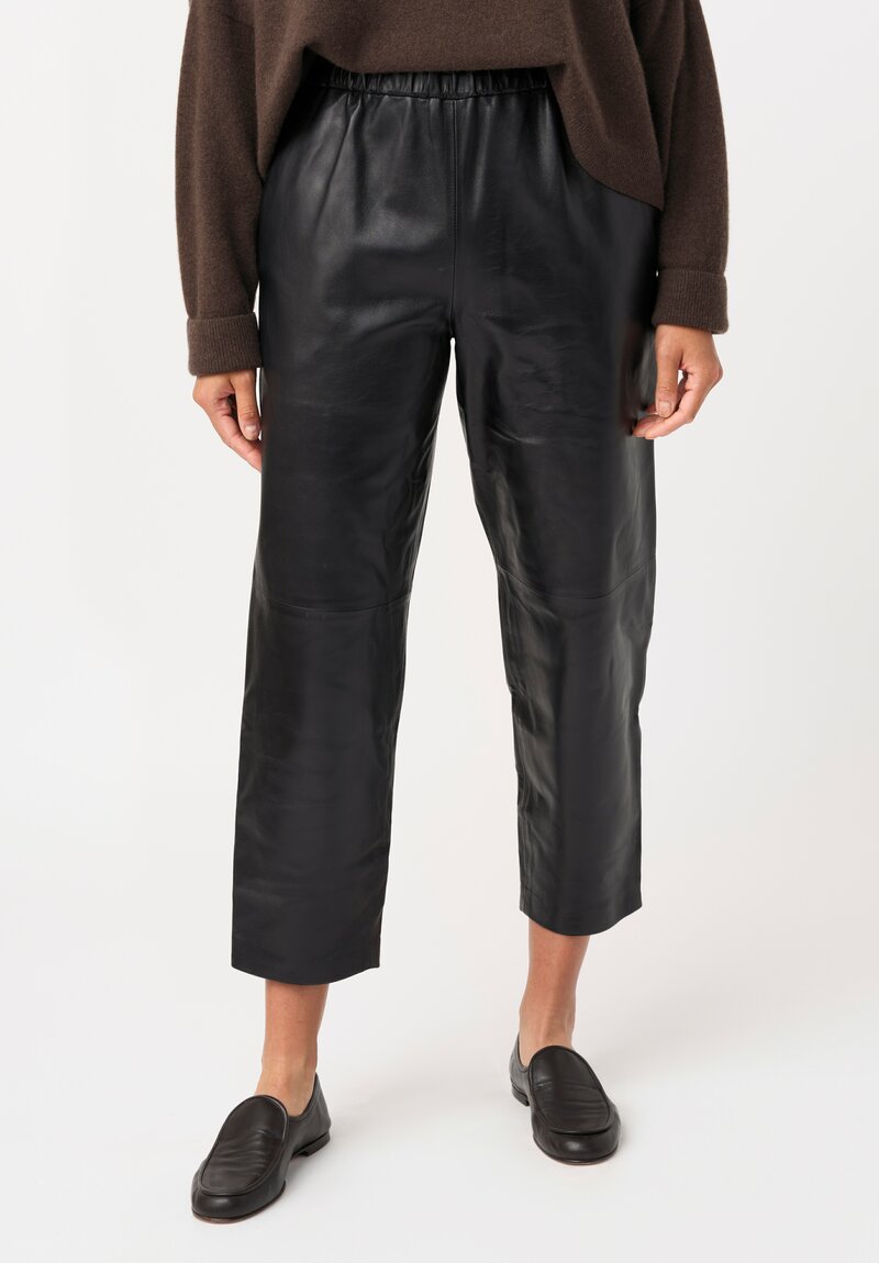 Dusan Lambskin Leather Carrot Pants in Black