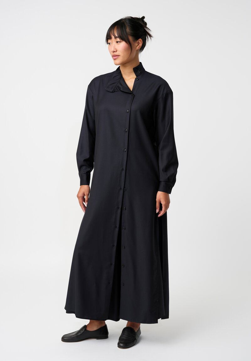 Dusan Tasmania Rubashka Button-Down Tunic in Midnight Navy Blue