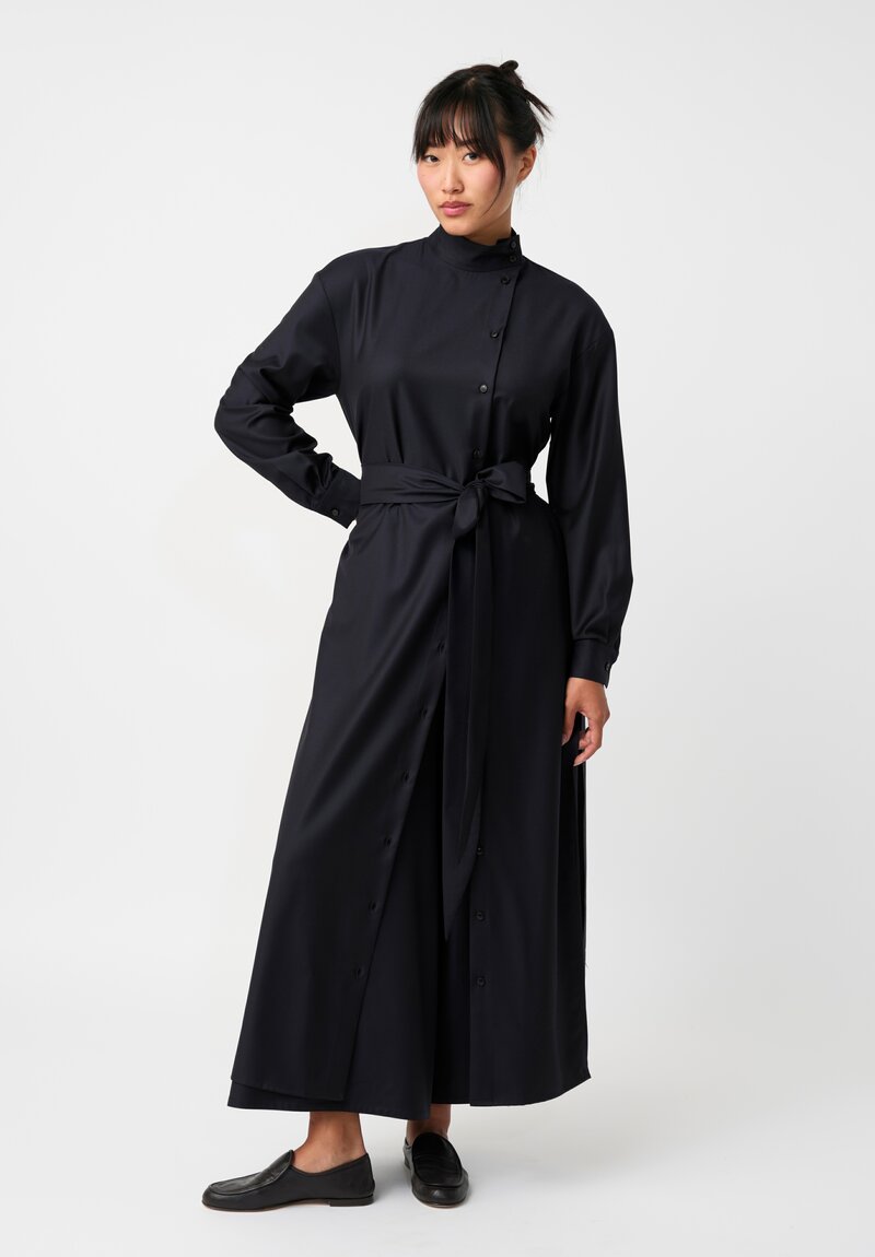 Dusan Tasmania Rubashka Button-Down Tunic in Midnight Navy Blue