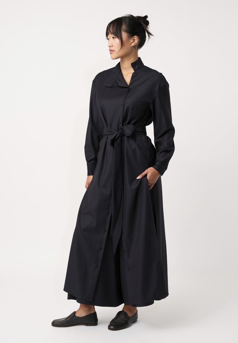 Dusan Tasmania Rubashka Button-Down Tunic in Midnight Navy Blue