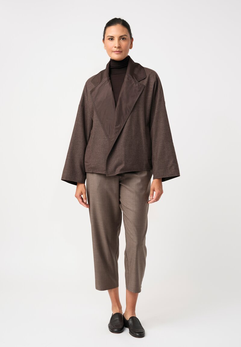 Dusan Silk Oversized Reversible Jacket in Cedar Brown