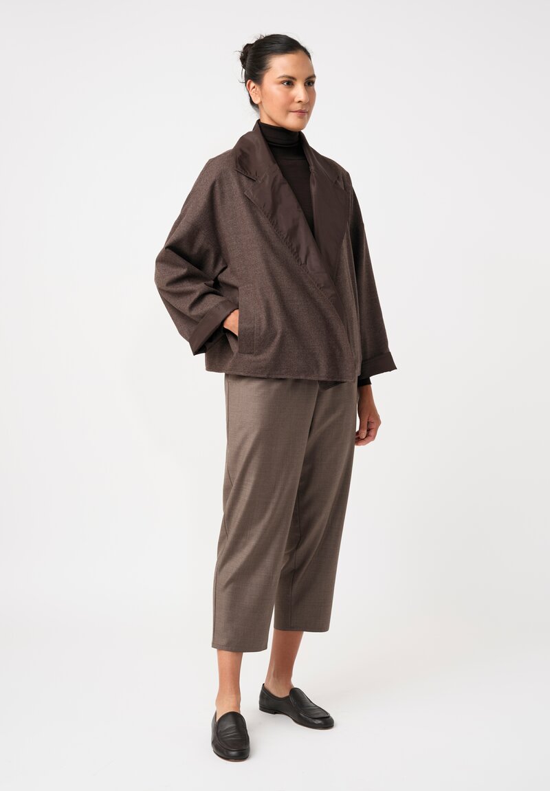 Dusan Silk Oversized Reversible Jacket in Cedar Brown