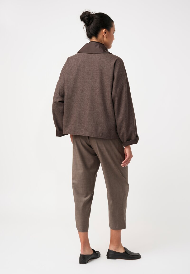 Dusan Silk Oversized Reversible Jacket in Cedar Brown