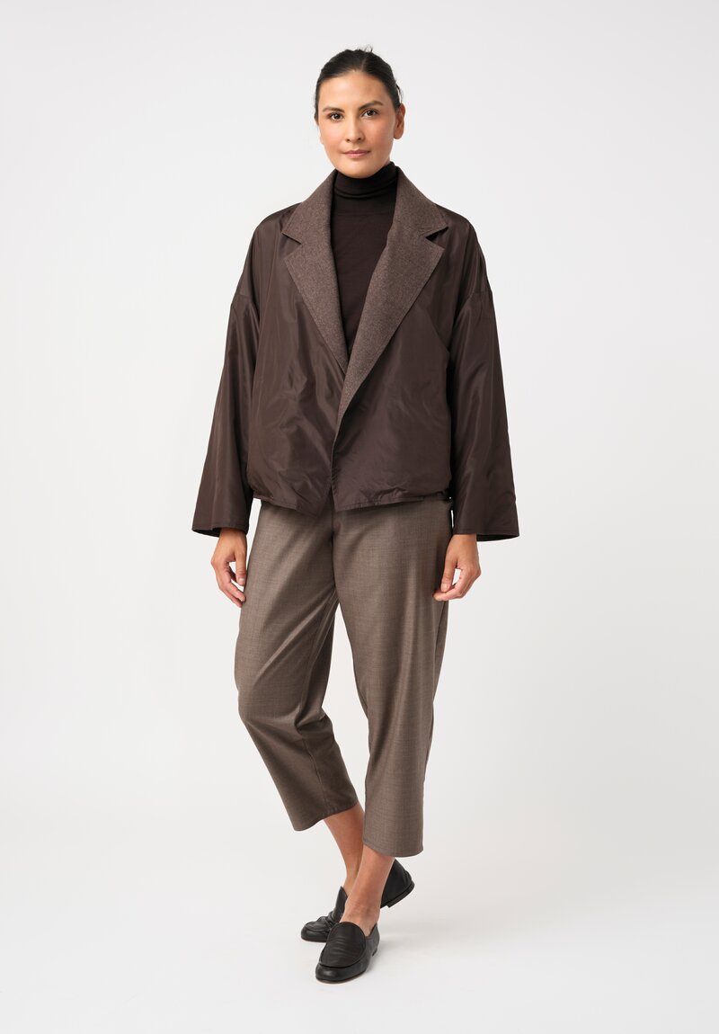 Dusan Silk Oversized Reversible Jacket in Cedar Brown