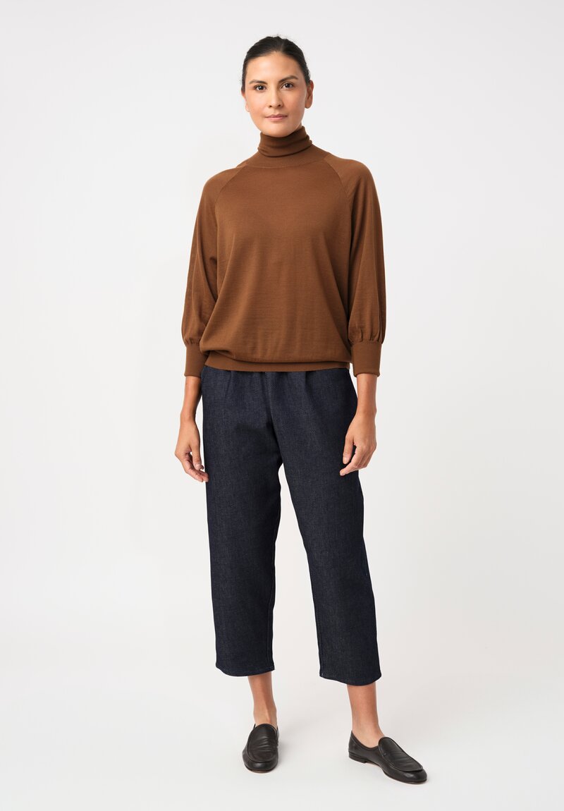 Dusan Fine-Knit Cashmere Turtleneck Sweater in Saddle Brown