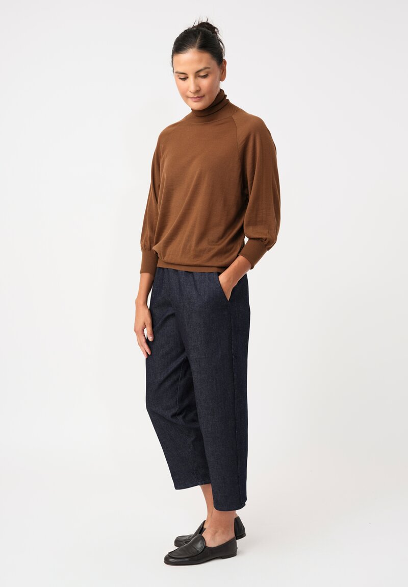 Dusan Fine-Knit Cashmere Turtleneck Sweater in Saddle Brown