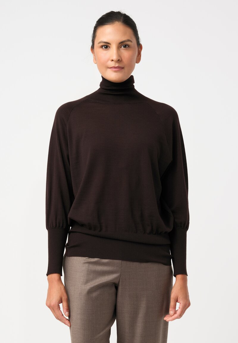 Dusan Fine-Knit Cashmere Turtleneck Sweater in Dark Chocolate Brown