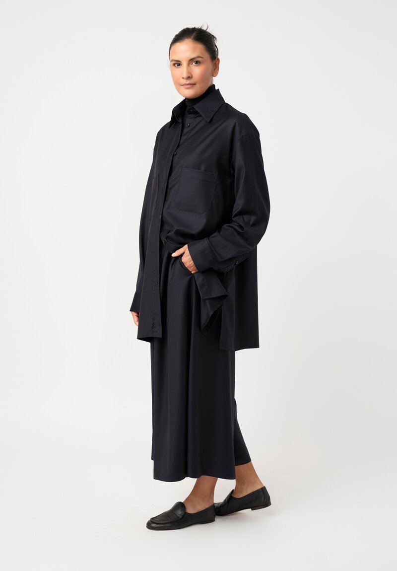 Dusan Tasmania Boyfriend Button-Down Shirt in Midnight Navy Blue