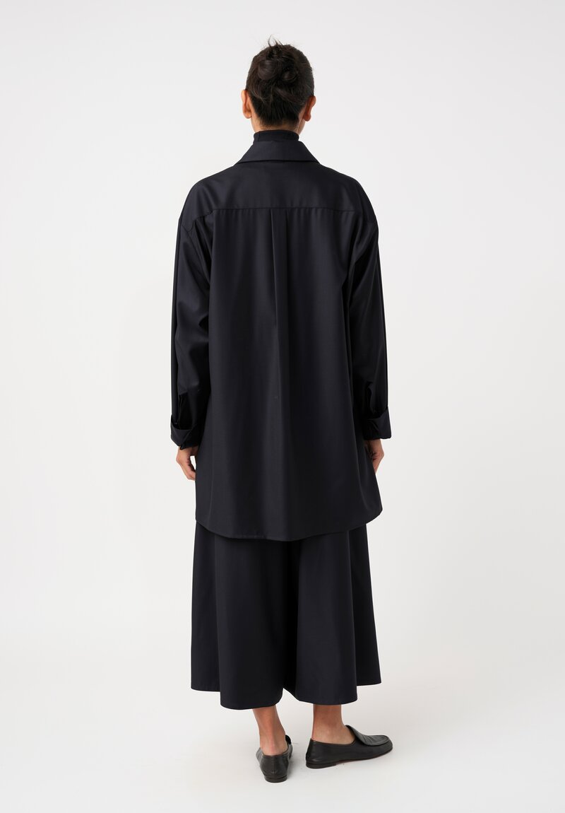 Dusan Tasmania Boyfriend Button-Down Shirt in Midnight Navy Blue