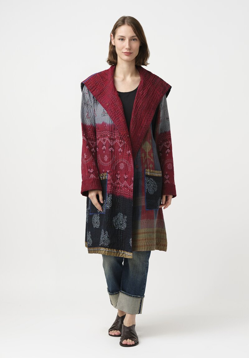 Mieko Mintz Vintage Cotton Kantha Medium Pocket Coat