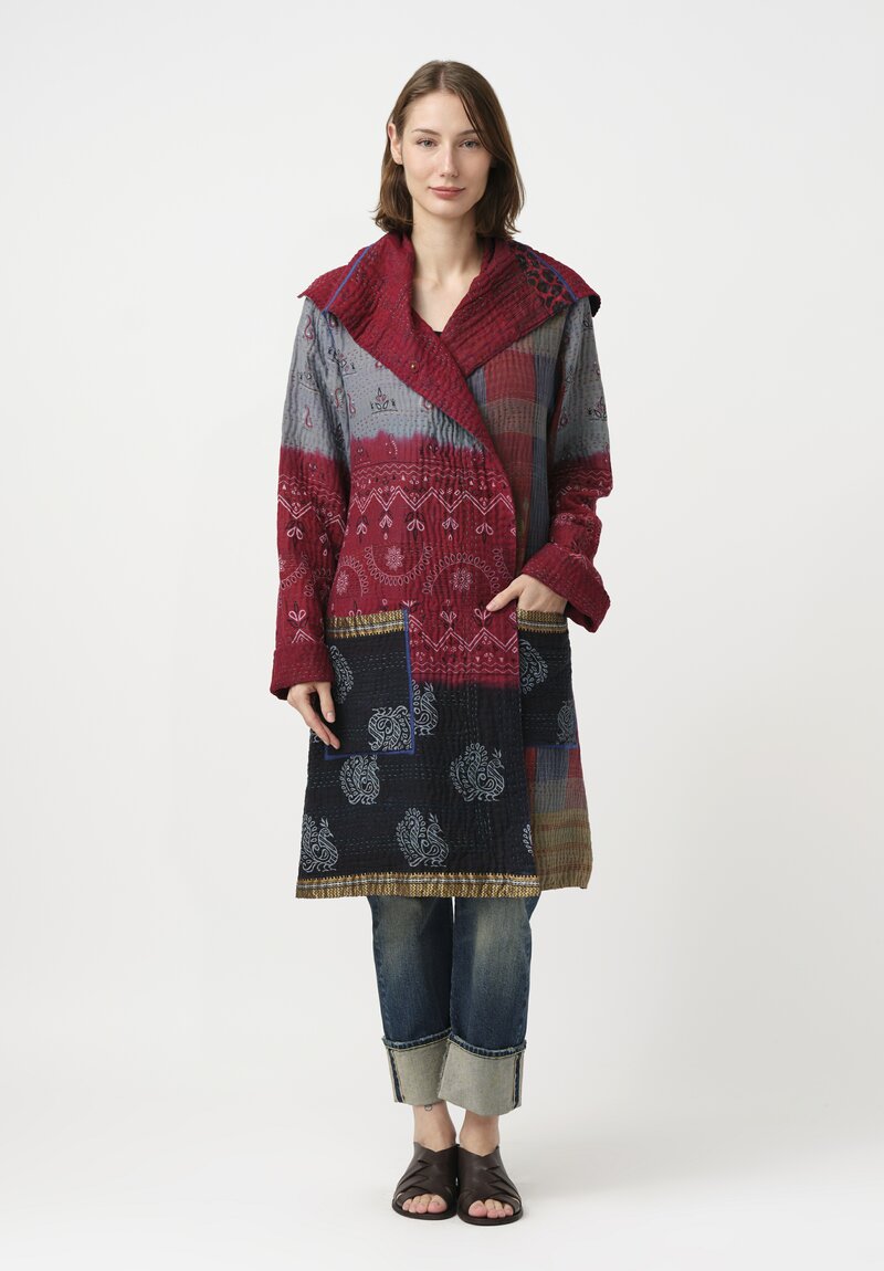 Mieko Mintz Vintage Cotton Kantha Medium Pocket Coat