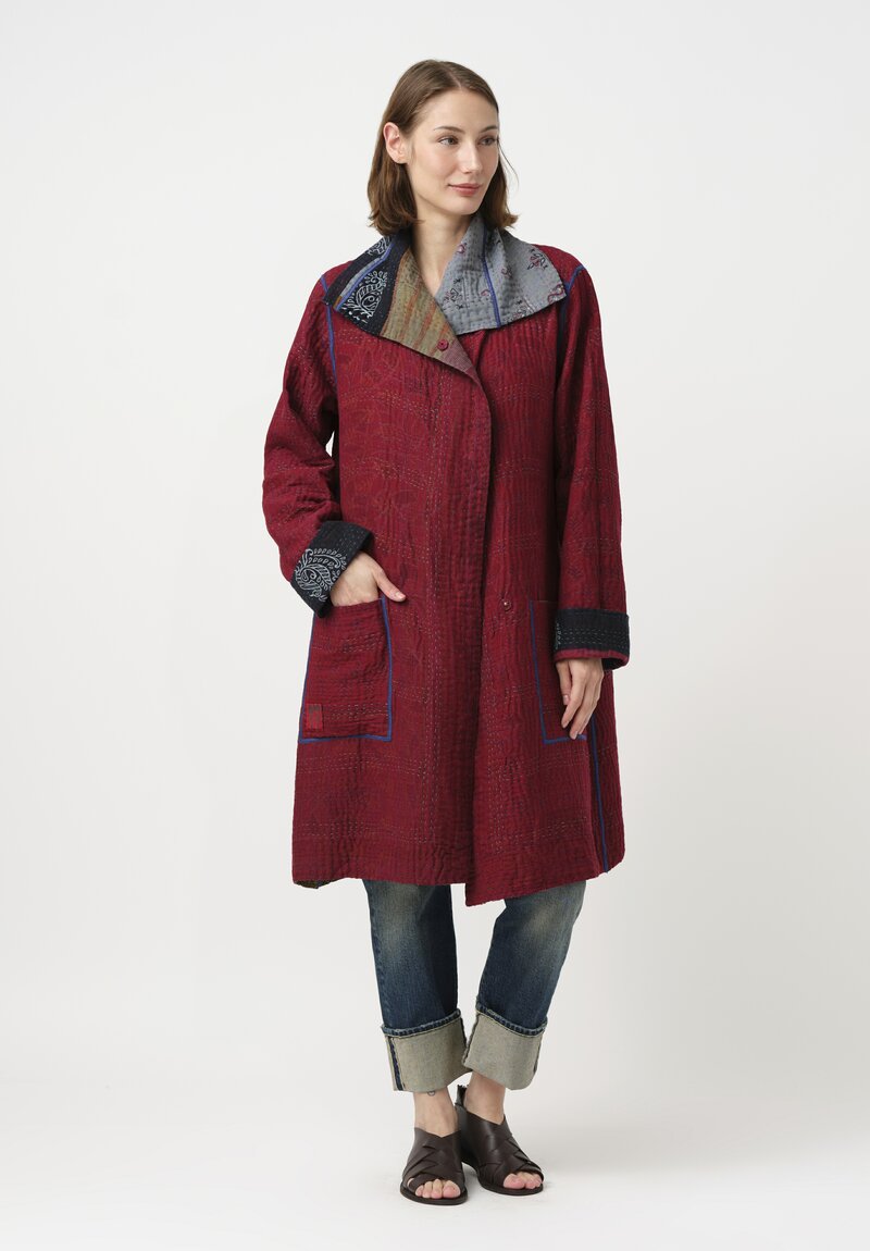 Mieko Mintz Vintage Cotton Kantha Medium Pocket Coat
