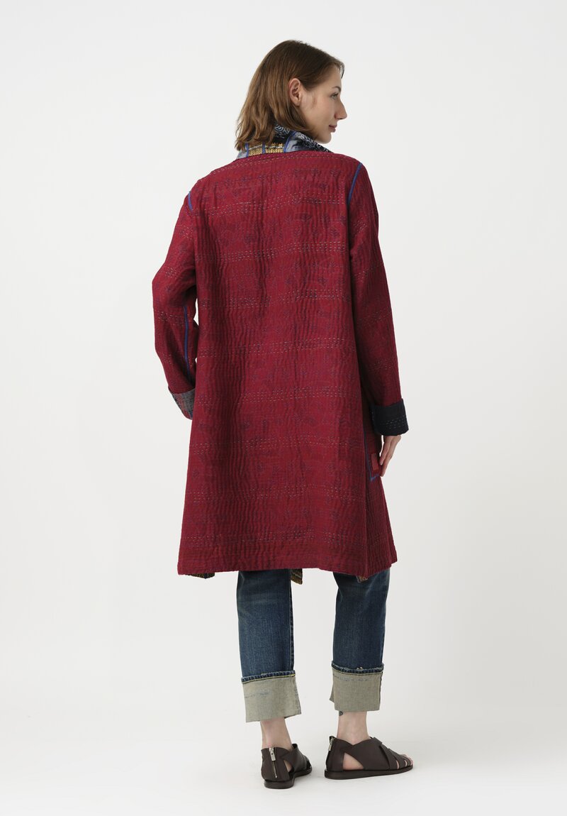 Mieko Mintz Vintage Cotton Kantha Medium Pocket Coat