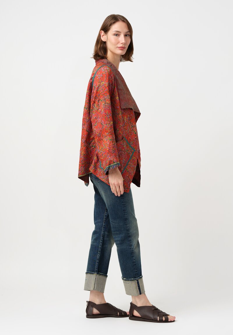 Mieko Mintz Vintage Silk Georgette Kantha Wing Collar Jacket