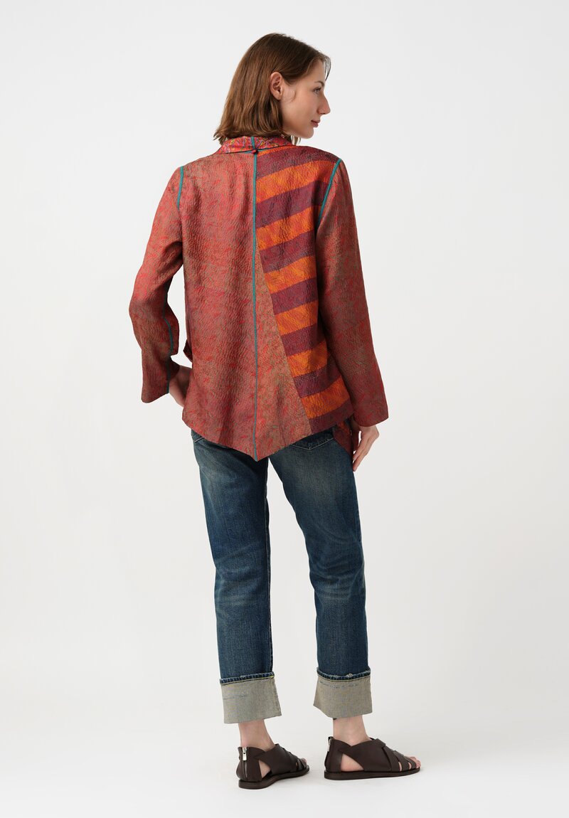 Mieko Mintz Vintage Silk Georgette Kantha Wing Collar Jacket