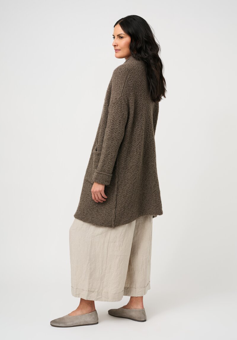 Daniel Andresen Hand-Knit Yak Sedum Cardigan in Tree Bark Brown