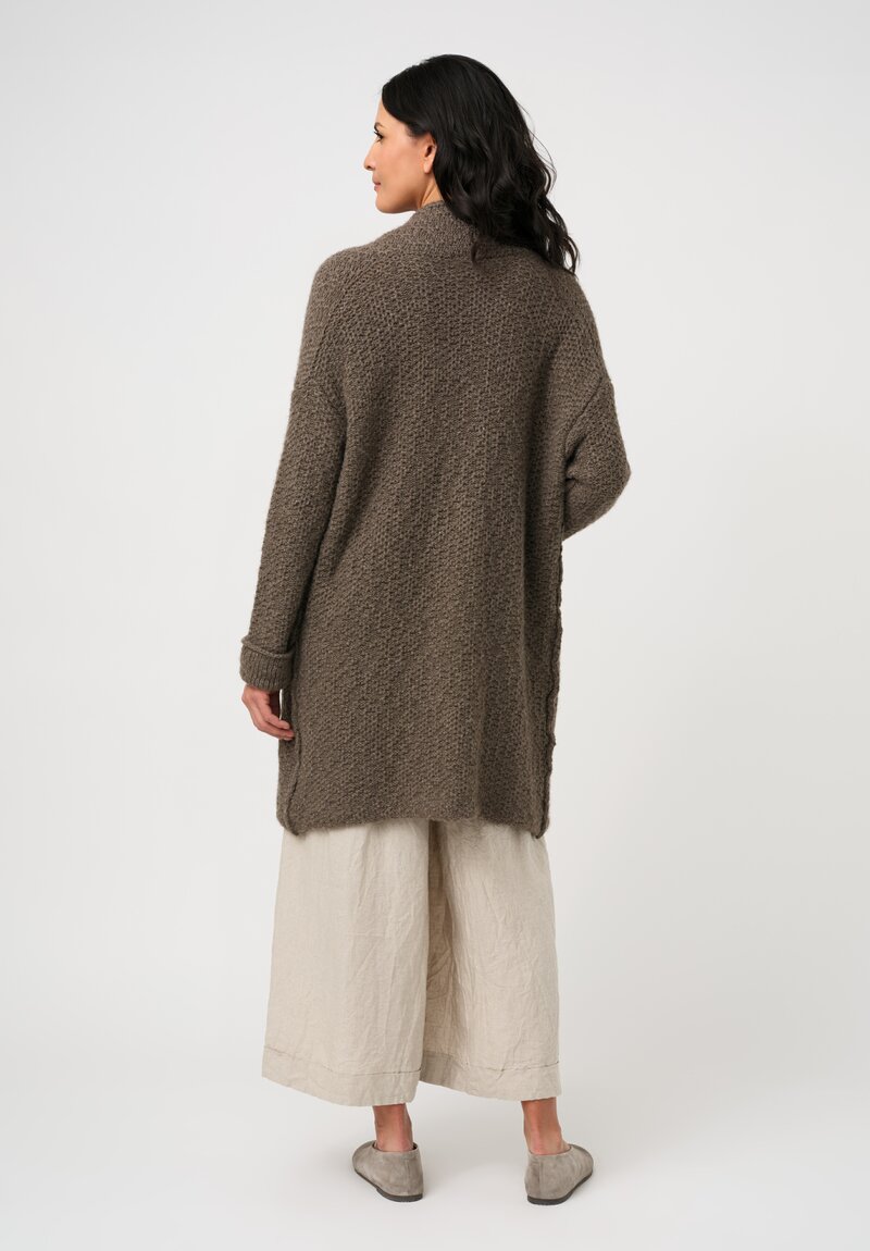 Daniel Andresen Hand-Knit Yak Sedum Cardigan in Tree Bark Brown