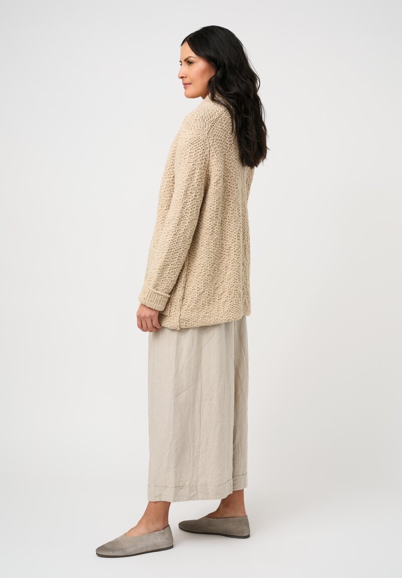 Daniel Andresen Hand-Knit Camel Weighted Cardigan in Natural Whipped Honey