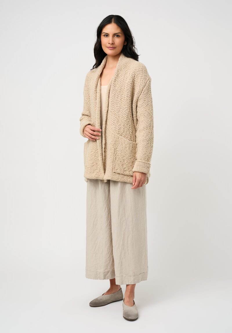 Daniel Andresen Hand-Knit Camel Weighted Cardigan in Natural Whipped Honey