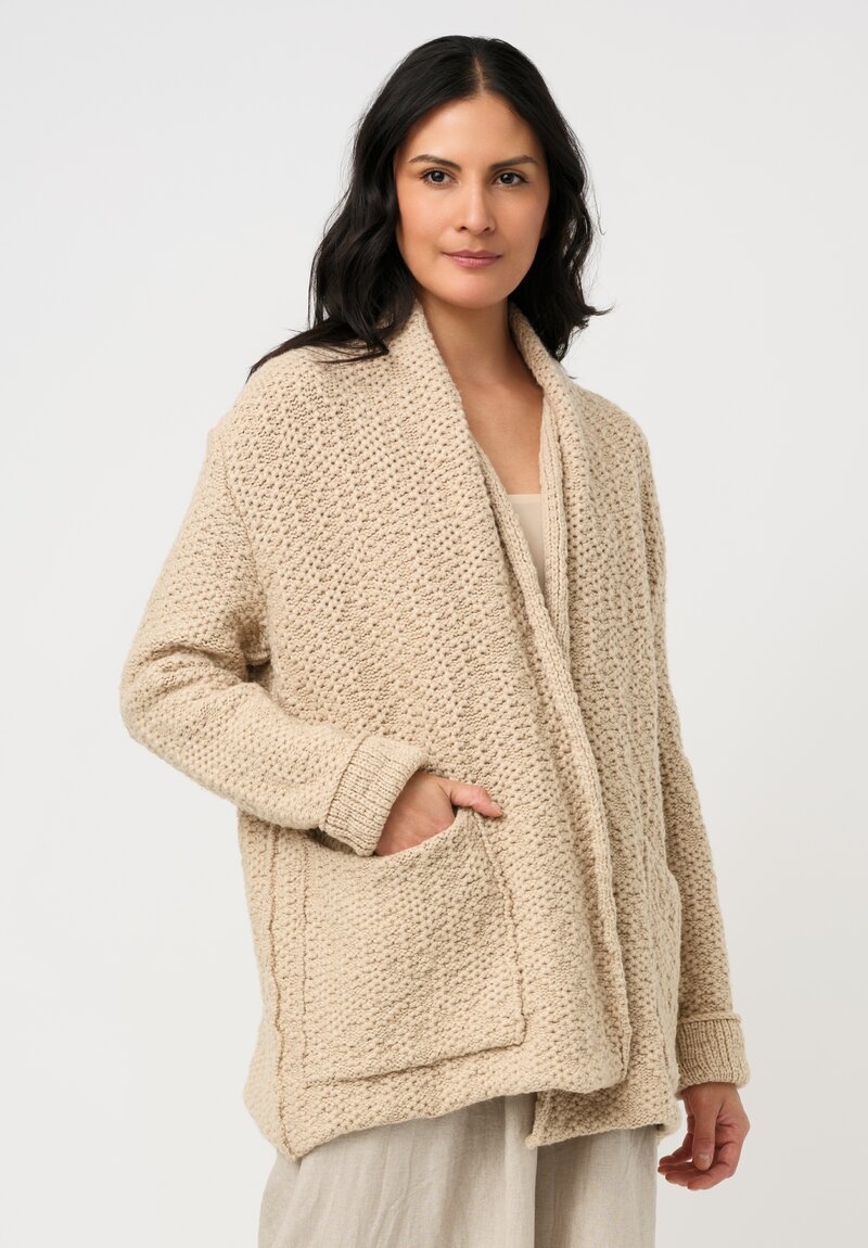 Daniel Andresen Hand-Knit Camel Weighted Cardigan in Natural Whipped Honey