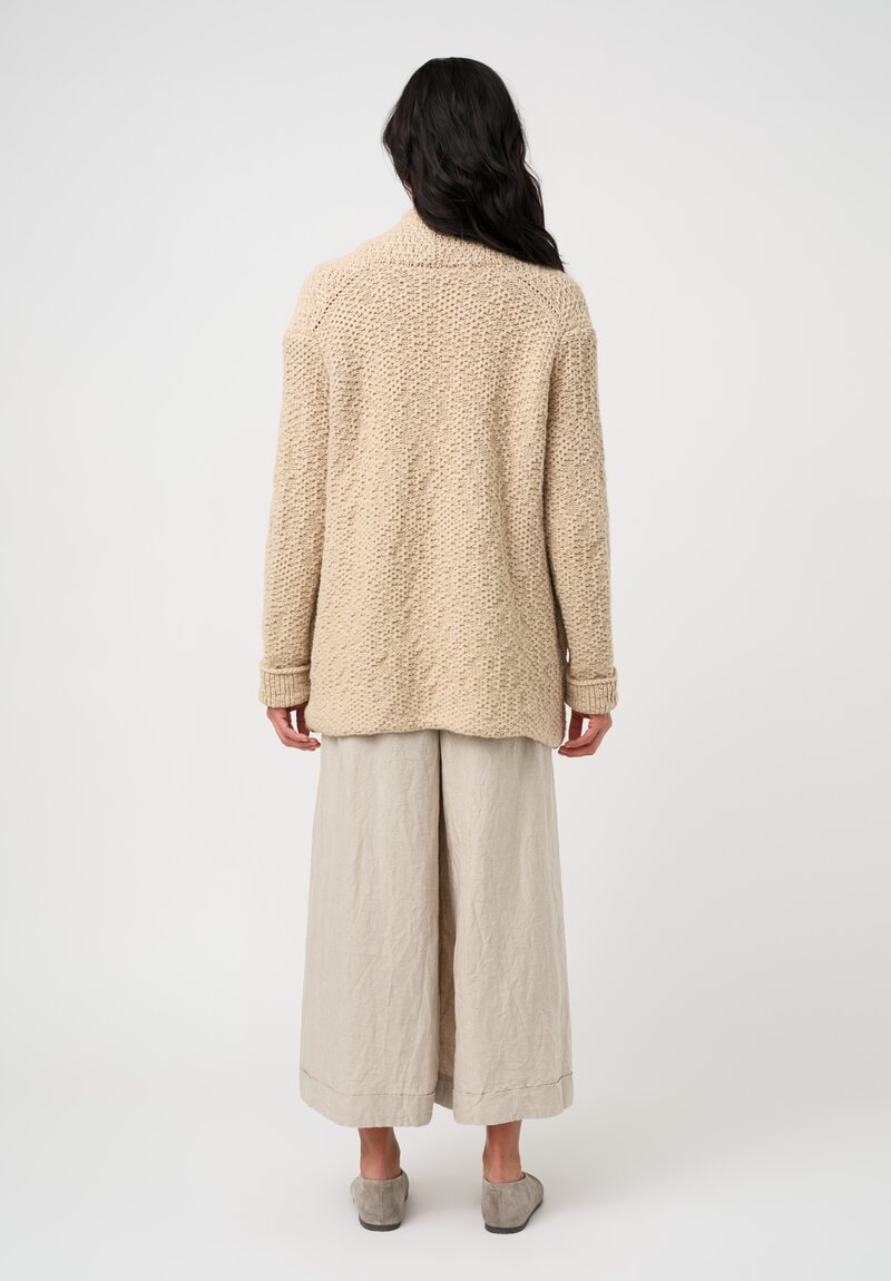 Daniel Andresen Hand-Knit Camel Weighted Cardigan in Natural Whipped Honey