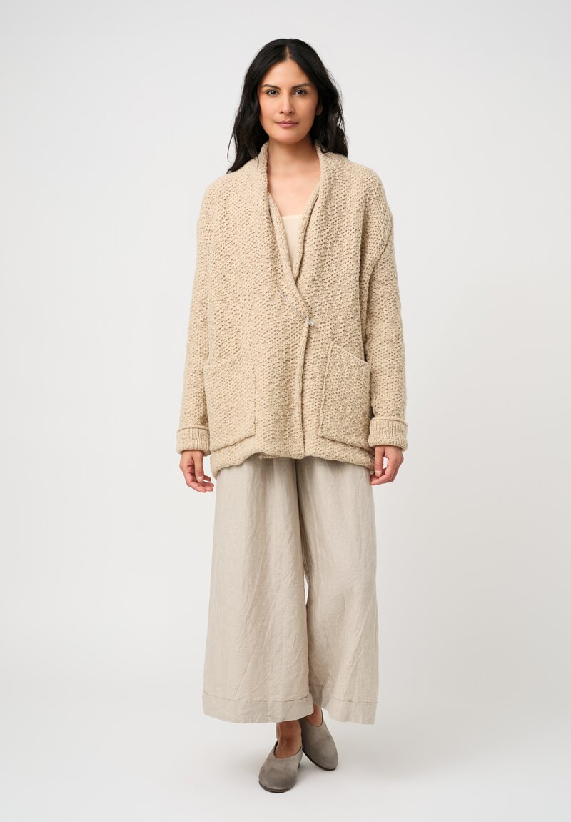 Daniel Andresen Hand-Knit Camel Weighted Cardigan in Natural Whipped Honey