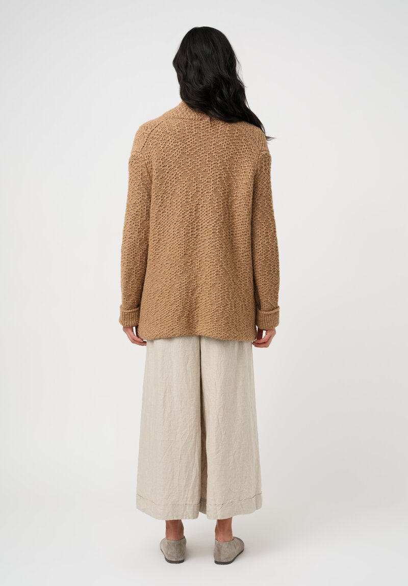 Daniel Andresen Hand-Knit Camel Weighted Cardigan in Sahara Camel Brown