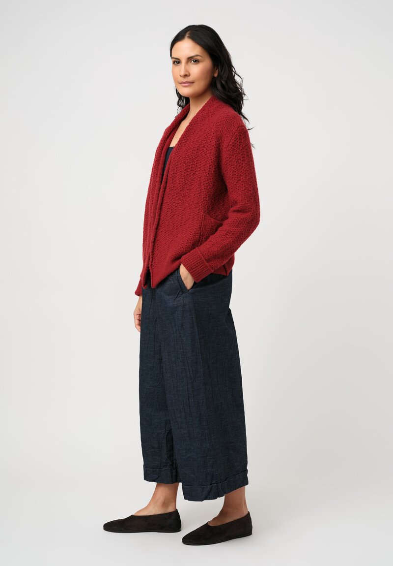 Daniel Andresen Hand-Knit Cashmere Bergenia Cardigan in Ruby Rose Red