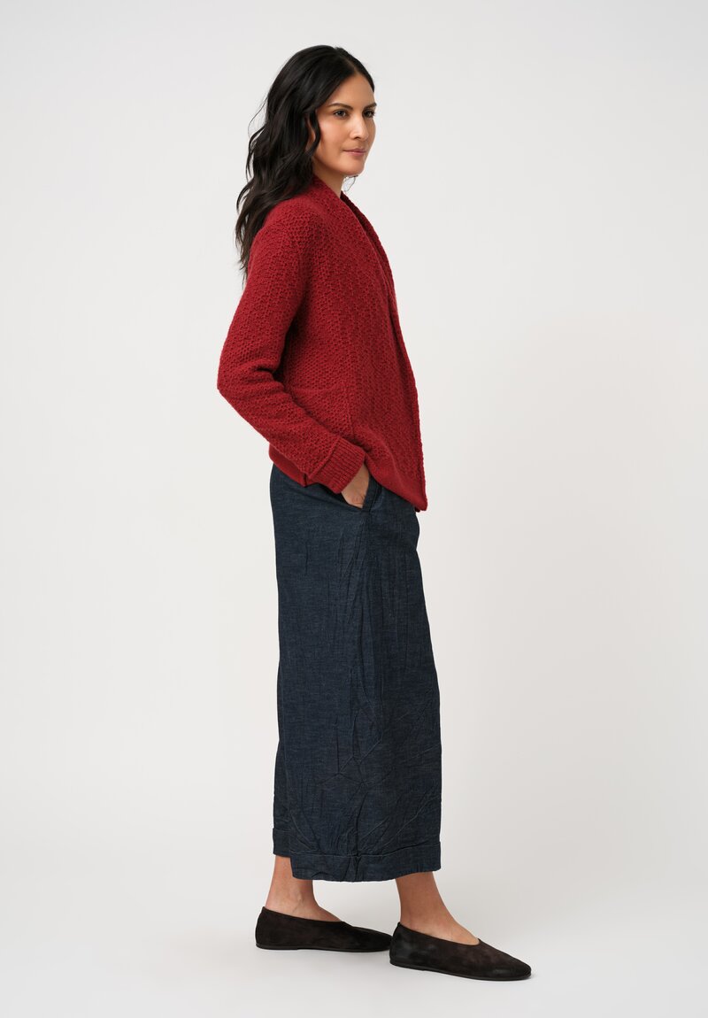 Daniel Andresen Hand-Knit Cashmere Bergenia Cardigan in Ruby Rose Red