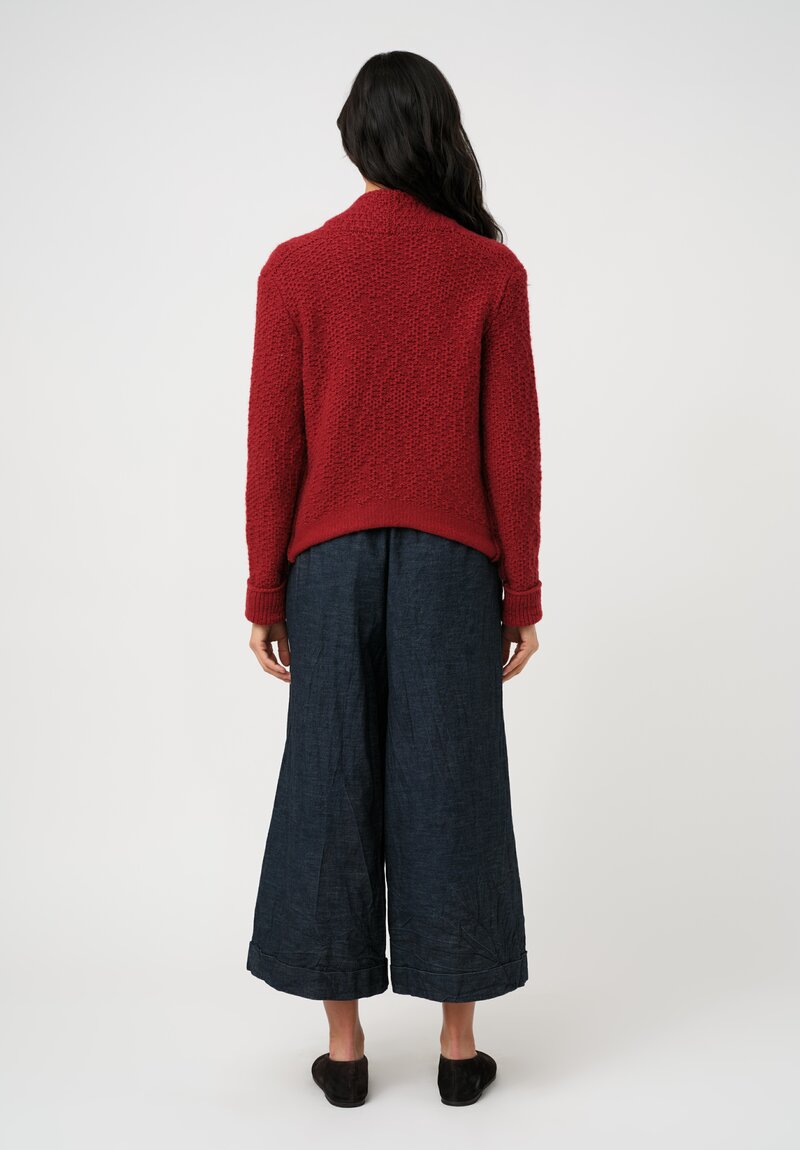 Daniel Andresen Hand-Knit Cashmere Bergenia Cardigan in Ruby Rose Red