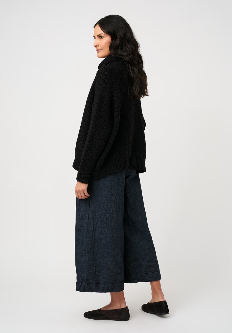 Daniel Andresen Fine-Knit Cashmere Blackberry Pullover in Obsidian Black