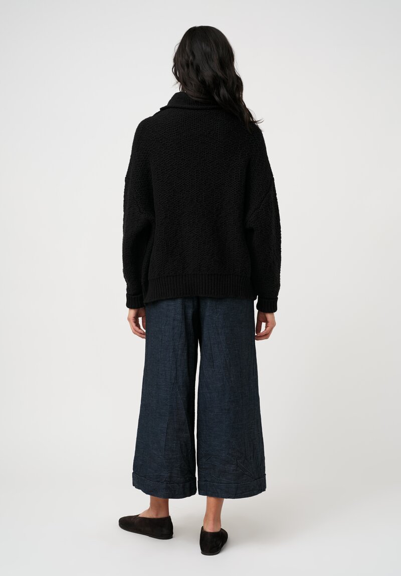 Daniel Andresen Fine-Knit Cashmere Blackberry Pullover in Obsidian Black