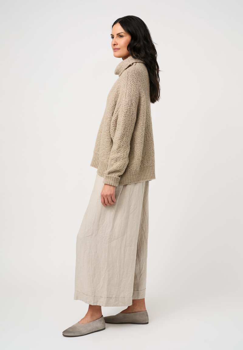 Daniel Andresen Fine-Knit Cashmere Blackberry Pullover in Natural Ecru