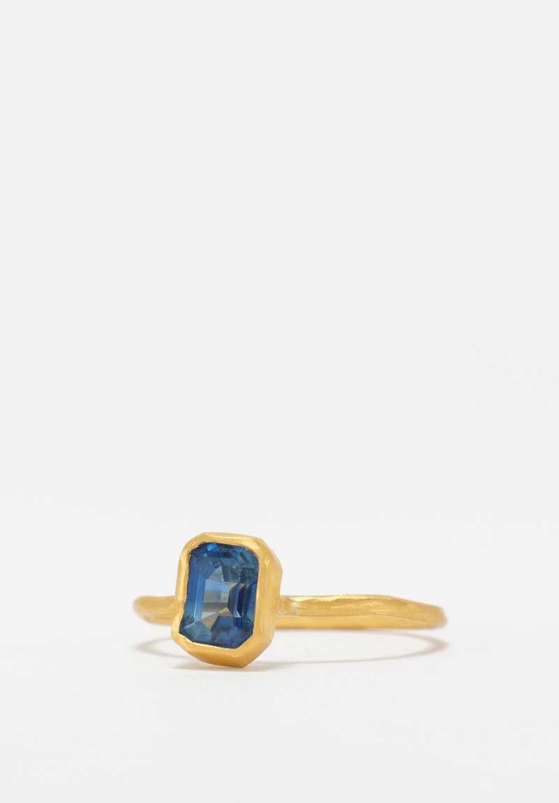 Margery Hirschey 22K Gold Delicate Band Ring with Emerald Cut Sapphire