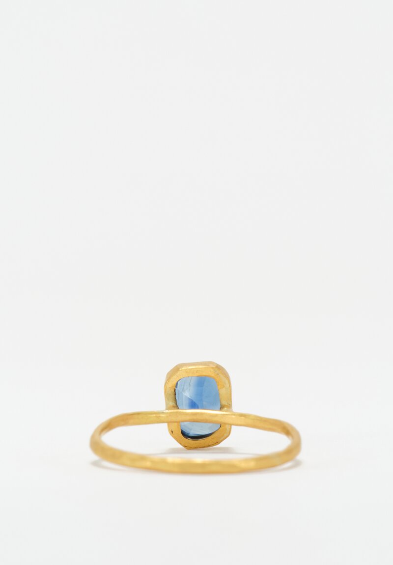Margery Hirschey 22K Gold Delicate Band Ring with Emerald Cut Sapphire