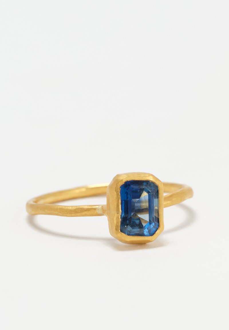 Margery Hirschey 22K Gold Delicate Band Ring with Emerald Cut Sapphire