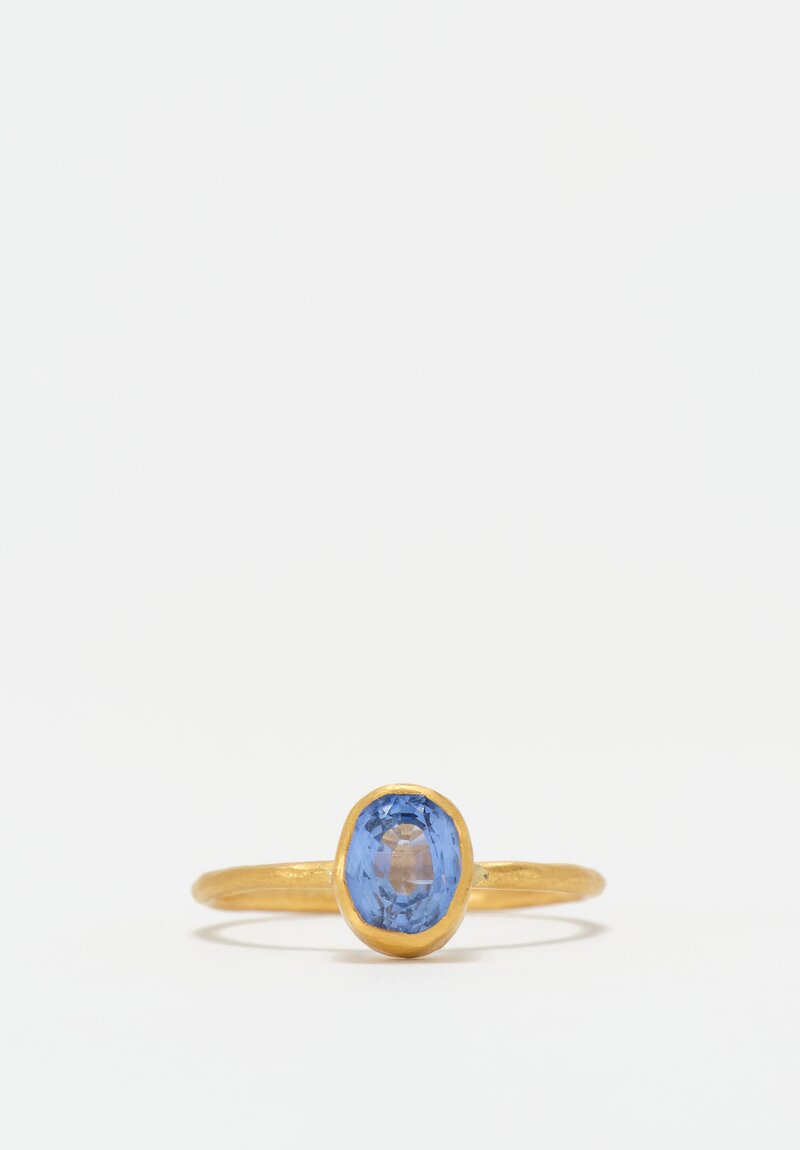 Margery Hirschey 22K Gold Delicate Band Ring with Oval Cut Sapphire