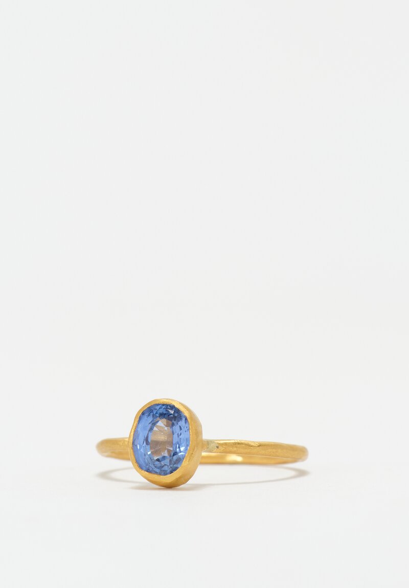 Margery Hirschey 22K Gold Delicate Band Ring with Oval Cut Sapphire