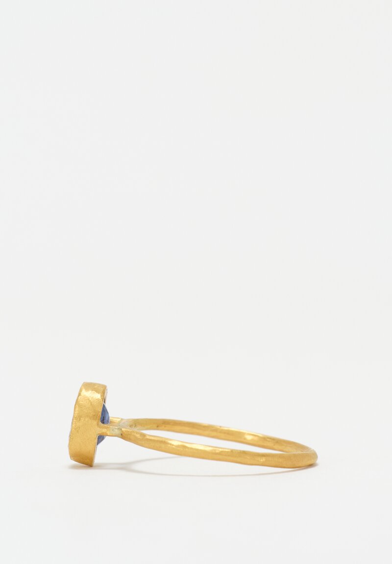 Margery Hirschey 22K Gold Delicate Band Ring with Oval Cut Sapphire
