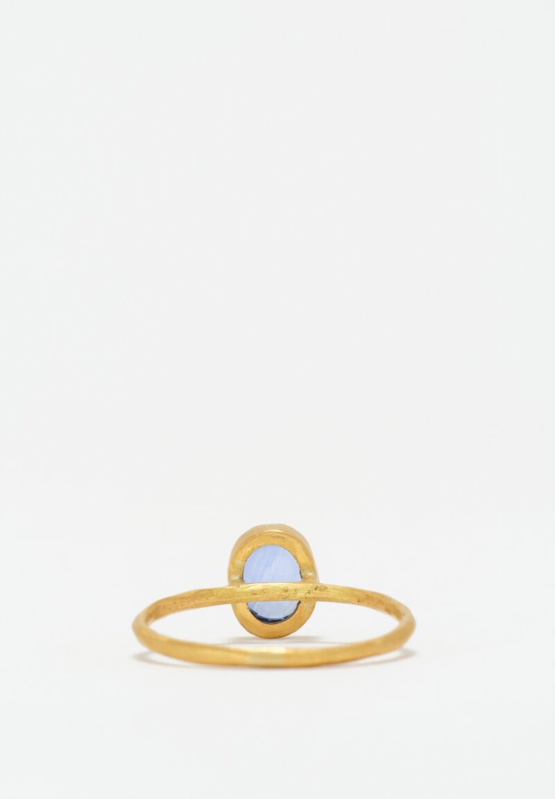 Margery Hirschey 22K Gold Delicate Band Ring with Oval Cut Sapphire