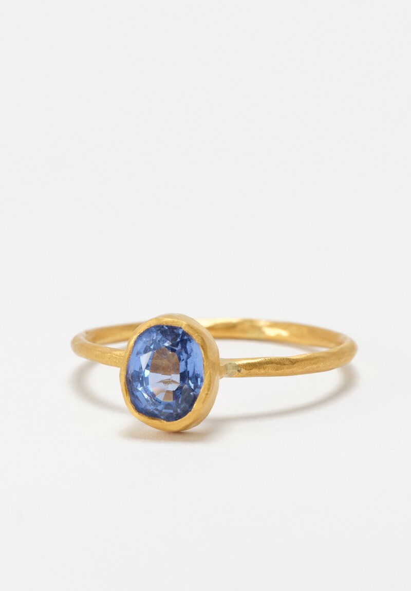 Margery Hirschey 22K Gold Delicate Band Ring with Oval Cut Sapphire