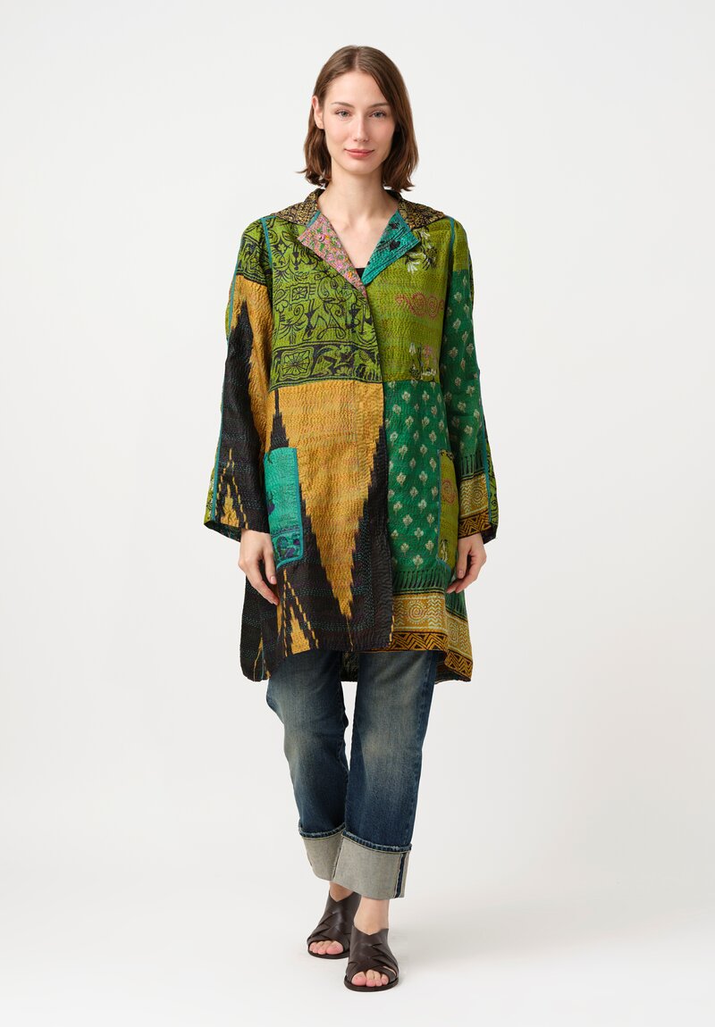 Mieko Mintz Vintage Silk Kantha A-Line Duster