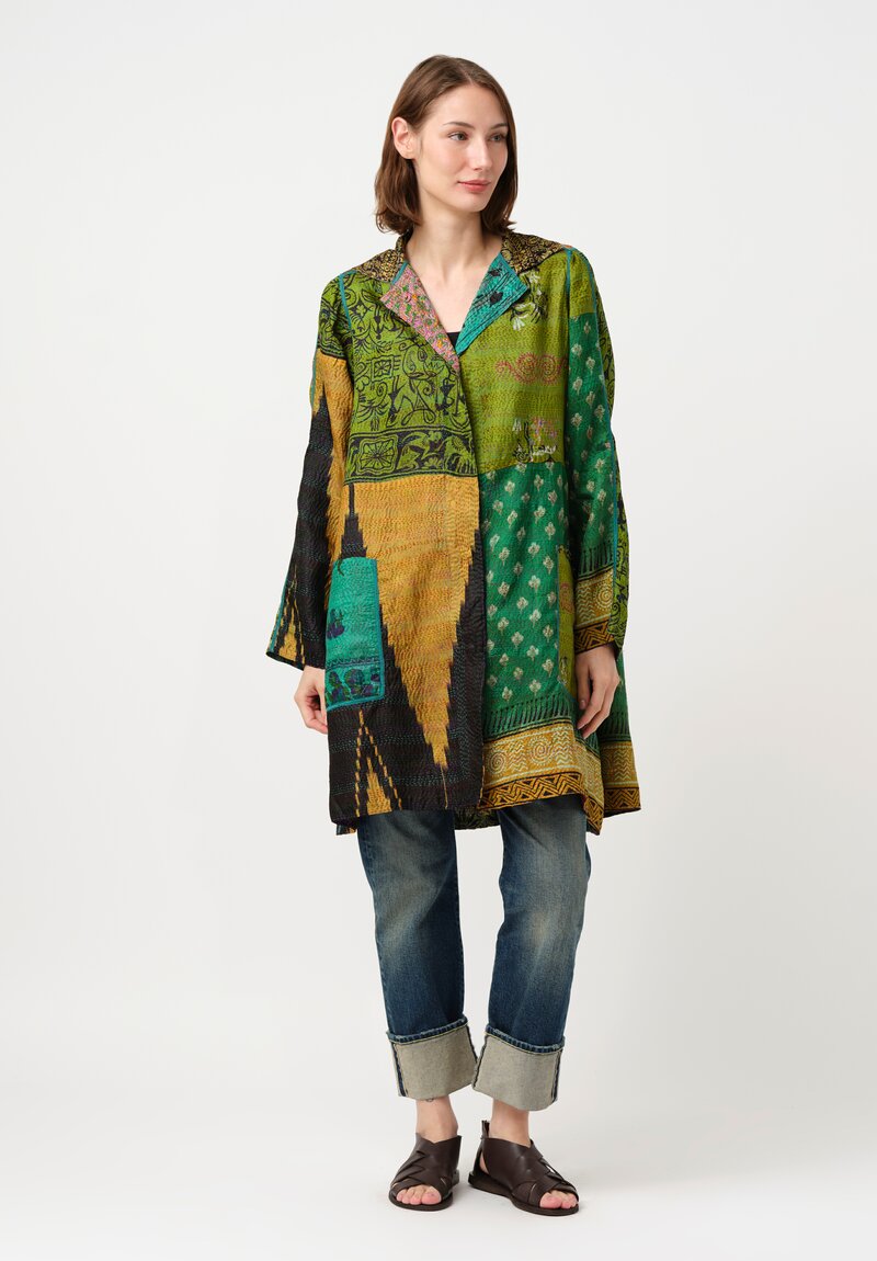 Mieko Mintz Vintage Silk Kantha A-Line Duster