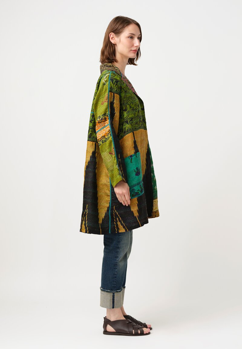 Mieko Mintz Vintage Silk Kantha A-Line Duster
