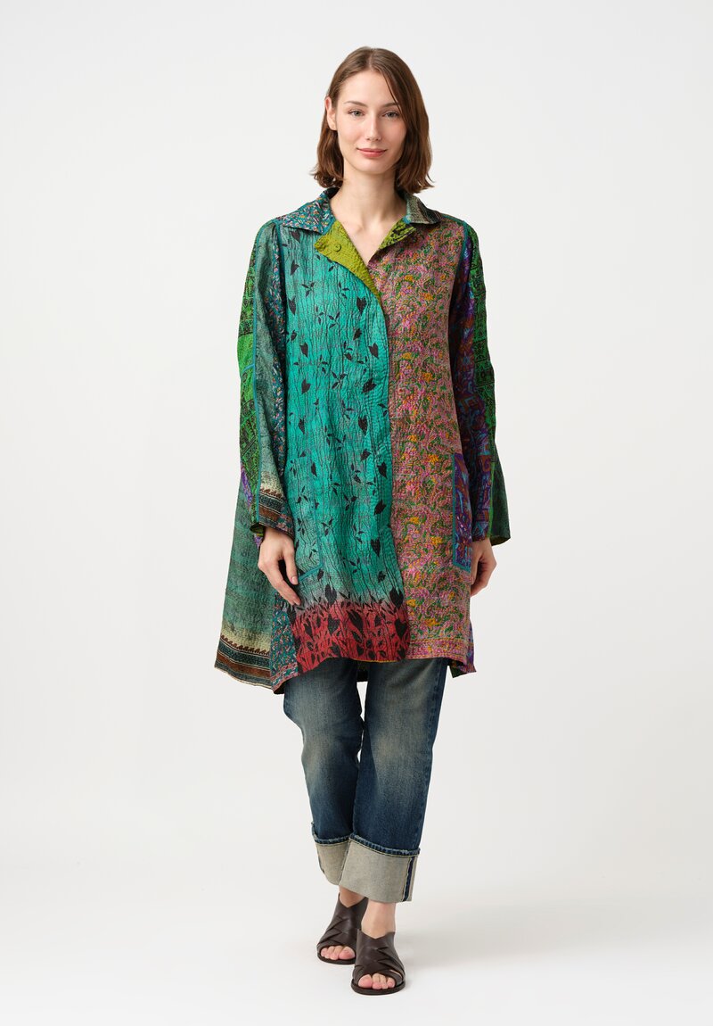 Mieko Mintz Vintage Silk Kantha A-Line Duster