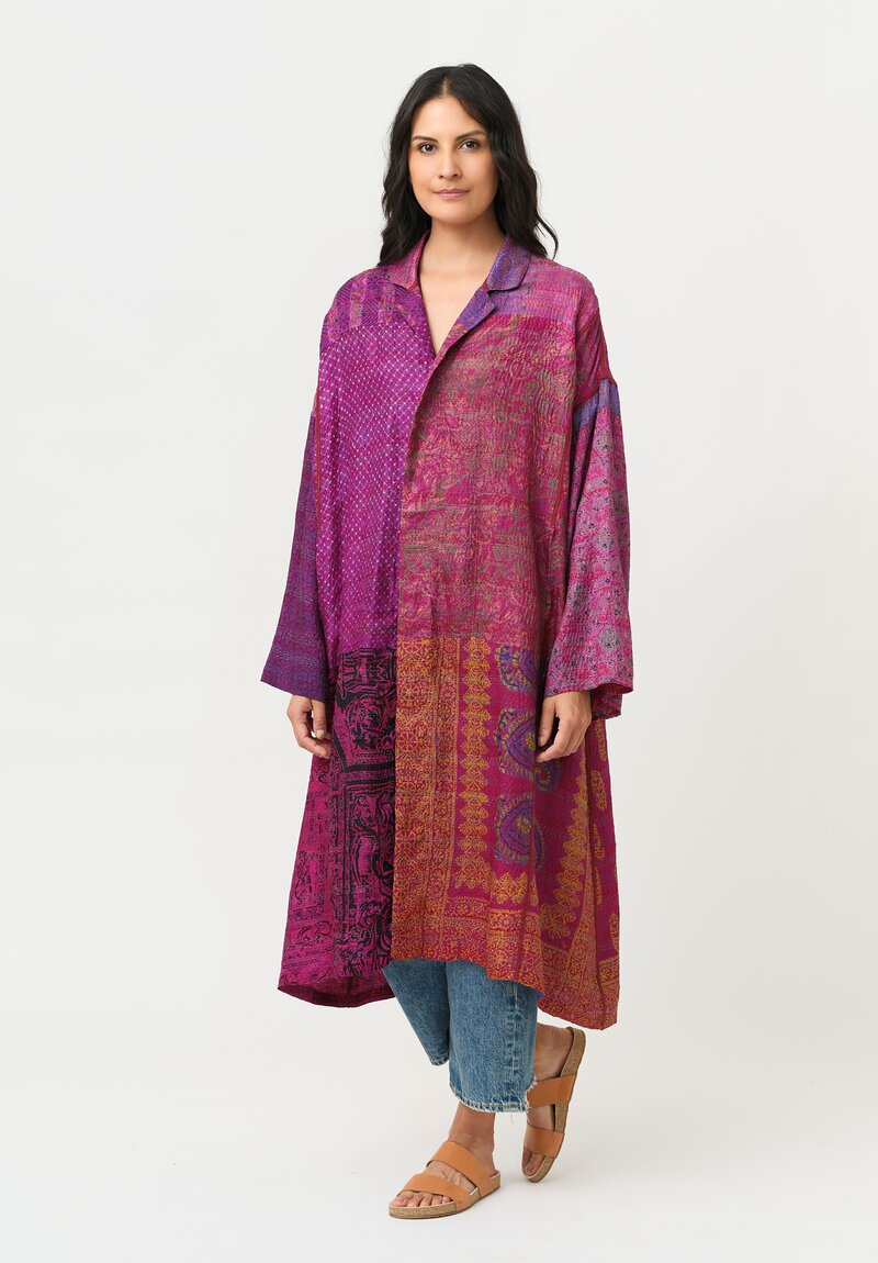 Mieko Mintz Vintage Silk Kantha Oversized Coat