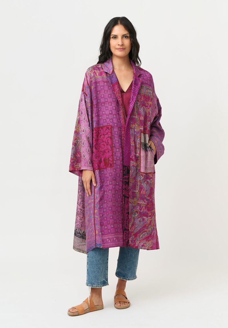 Mieko Mintz Vintage Silk Kantha Oversized Coat