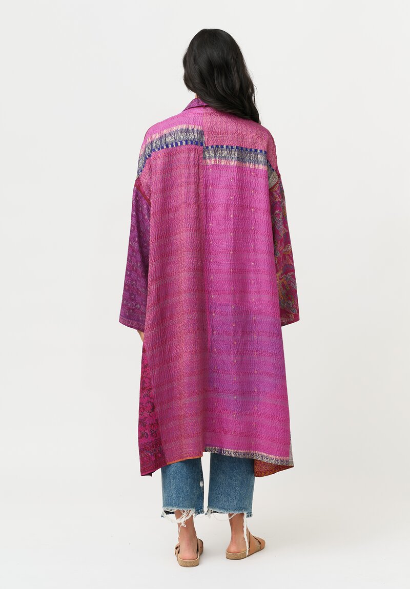 Mieko Mintz Vintage Silk Kantha Oversized Coat