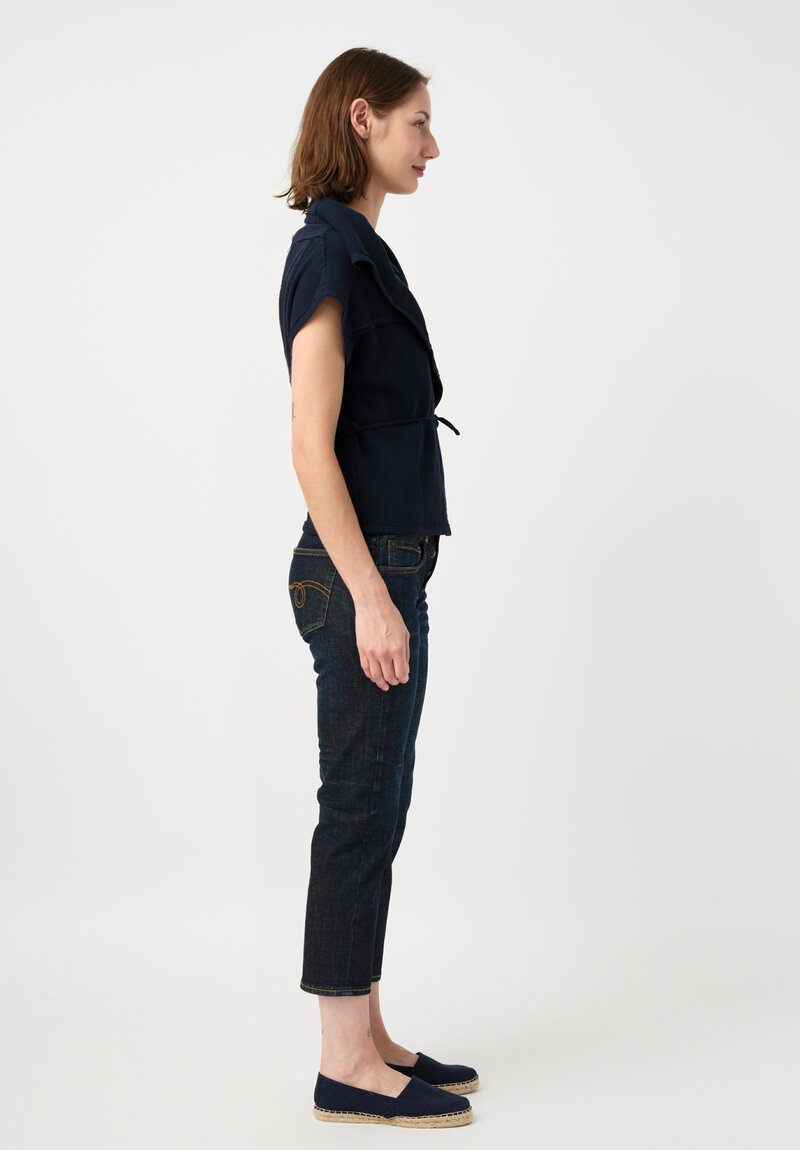 Alabama Chanin Cotton Patchwork Wrap Top in Midnight Blue